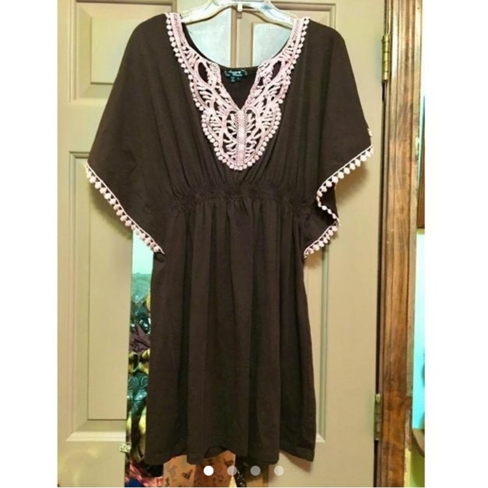 Y2K Chocolate Brown Fairycore Crochet Dress